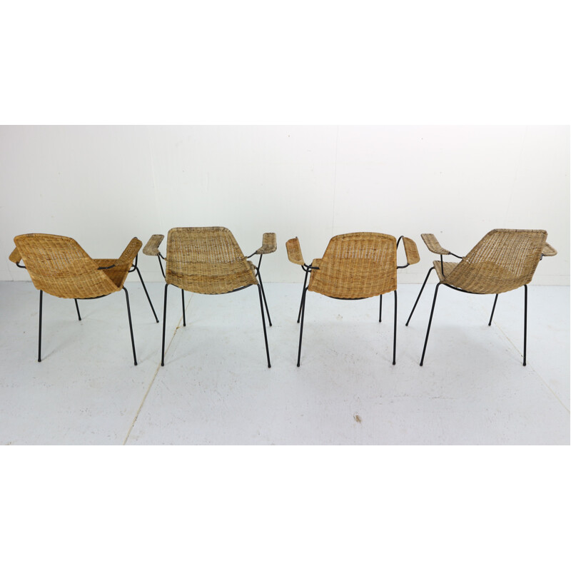 Set of 4 Basket chairs by Gian Franco Legler