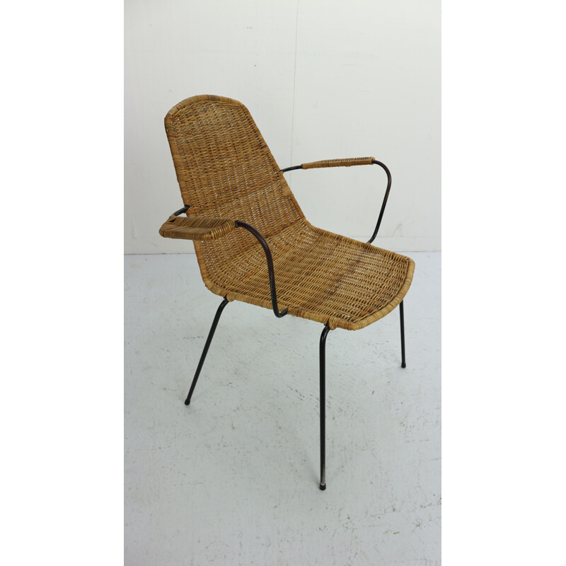 Set of 4 Basket chairs by Gian Franco Legler