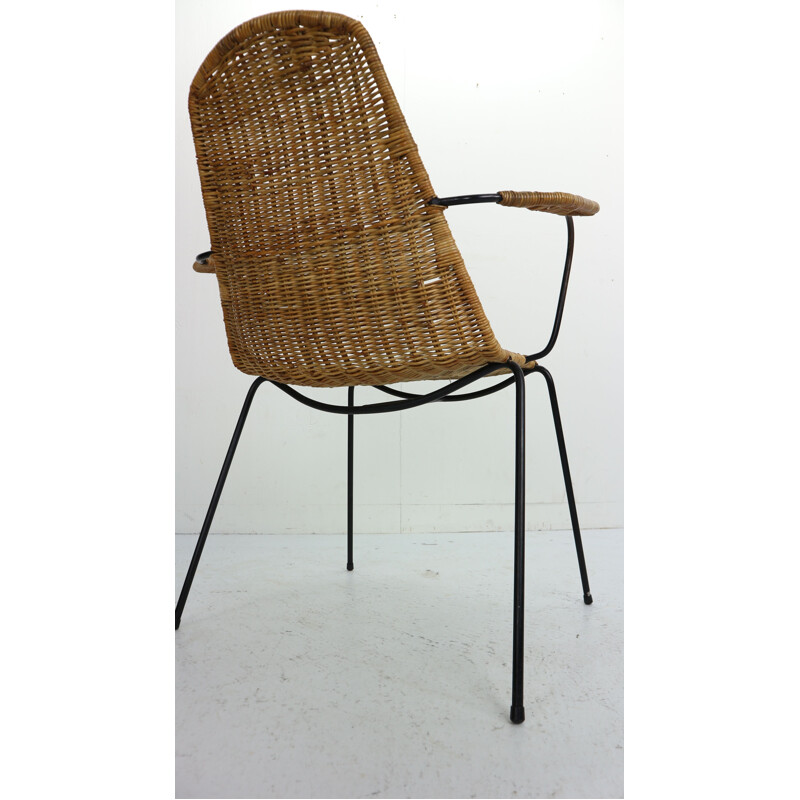 Set of 4 Basket chairs by Gian Franco Legler