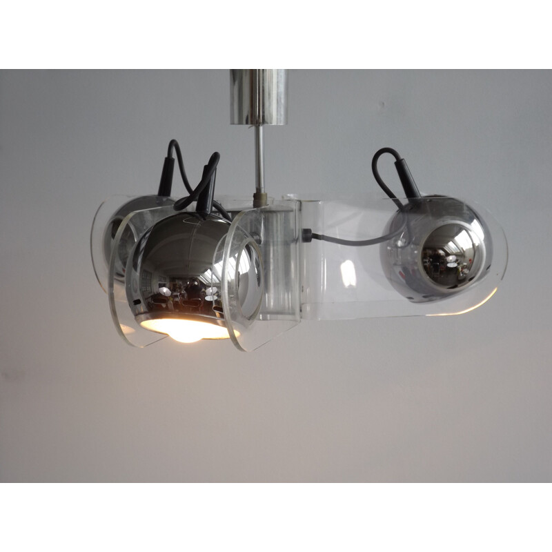 540 pendant lamp in silvered metal by Gino Sarfatti