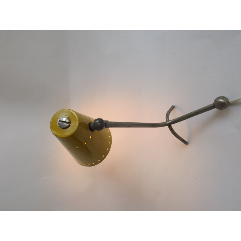 Lampe de table vintage italienne en métal jaune