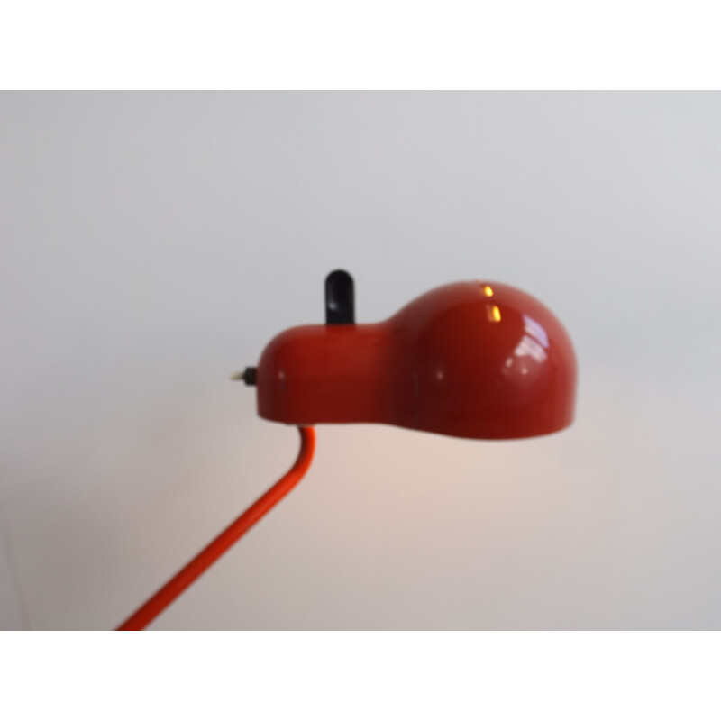 Lampe de bureau italienne en métal rouge
