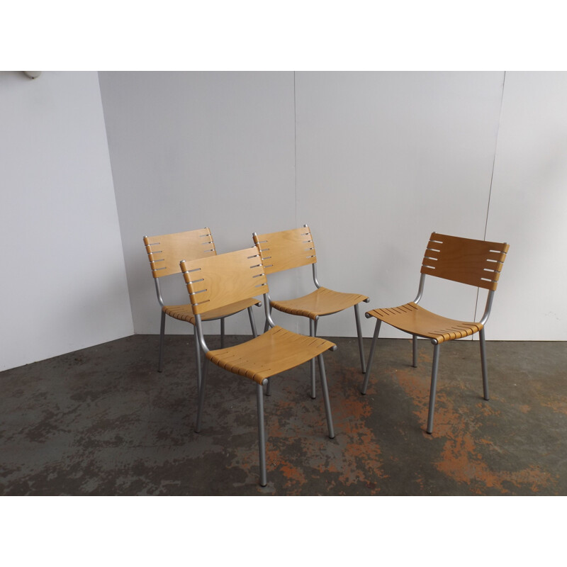Ensemble de 4 chaises de salle à manger beiges par Ruud Jan Kokke
