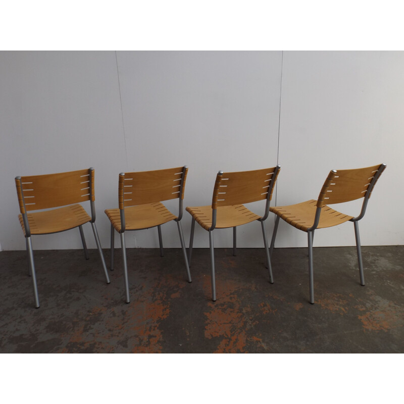 Ensemble de 4 chaises de salle à manger beiges par Ruud Jan Kokke