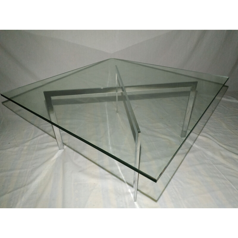 Vintage glass and steel coffee table
