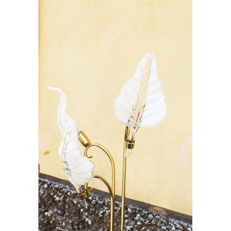 Vintage floor lamp in brass and Murano glass