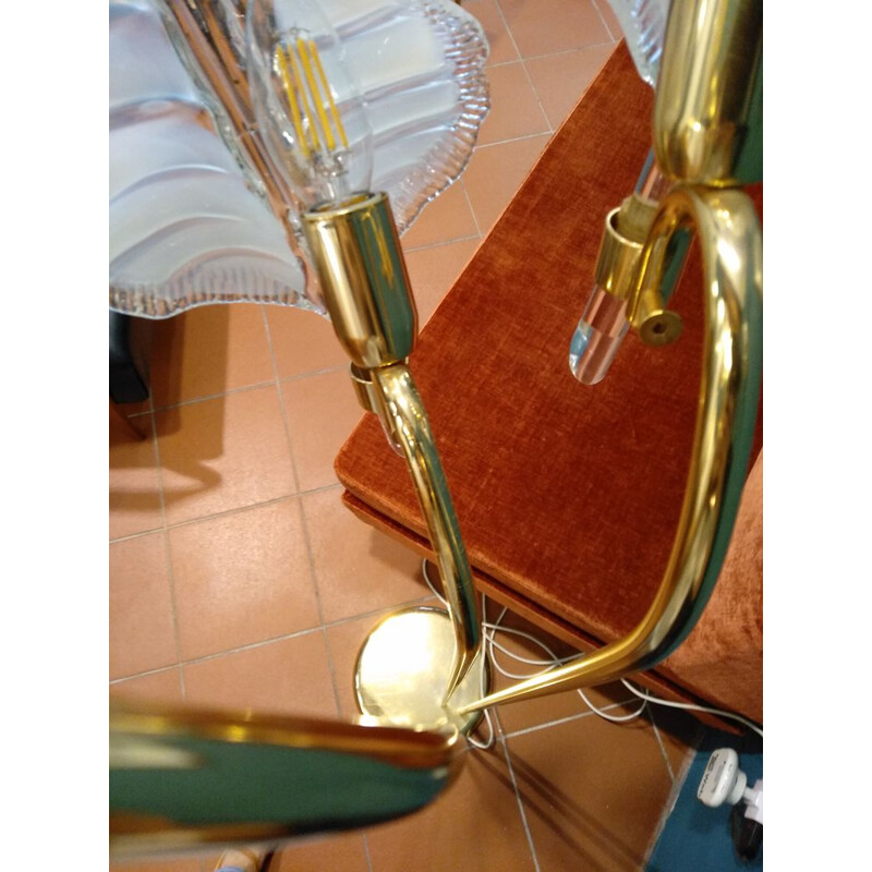 Vintage floor lamp in brass and Murano glass