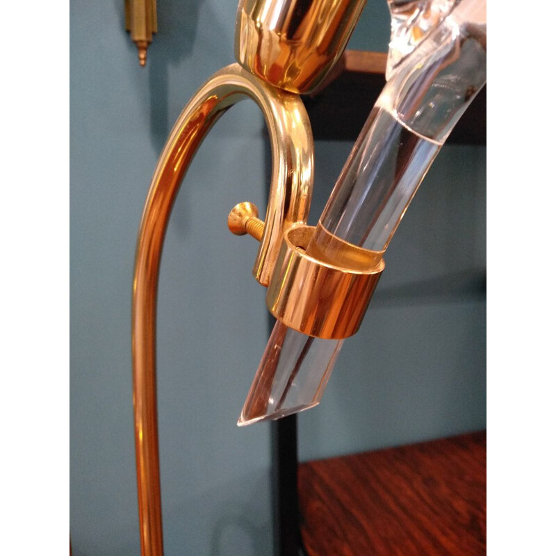 Vintage floor lamp in brass and Murano glass
