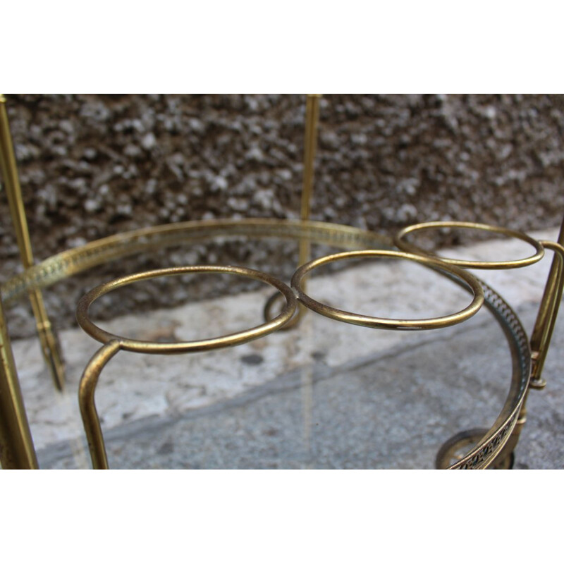 Italian brass and glass serving trolley