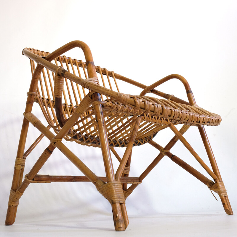 Vintage basket armchair in rattan