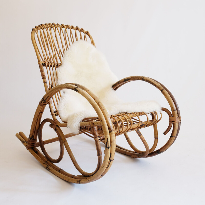 Vintage rocking chair in rattan