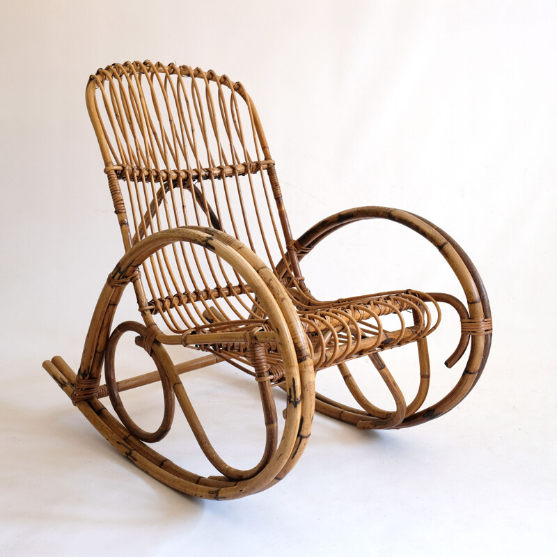 Vintage rocking chair in rattan