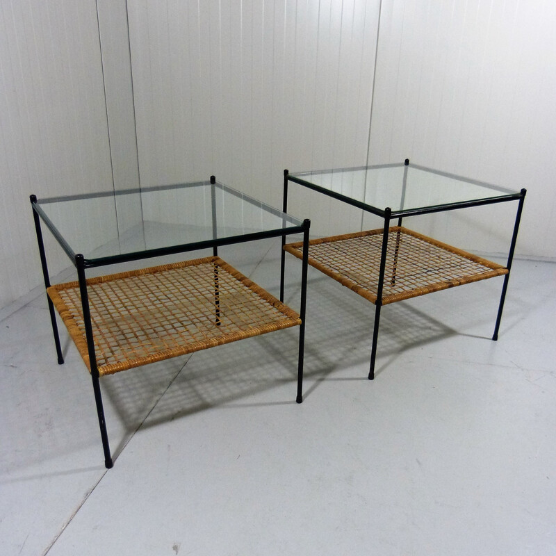 Set of 2 side tables in steel, Dirk VAN SLIEDRECHT - 1950s