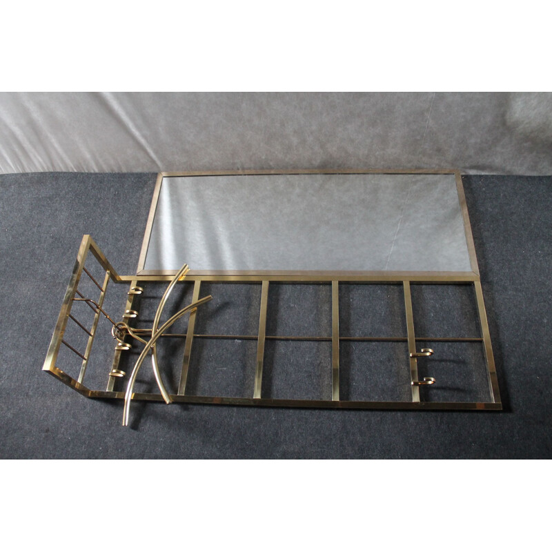 Vintage golden coat rack with mirror