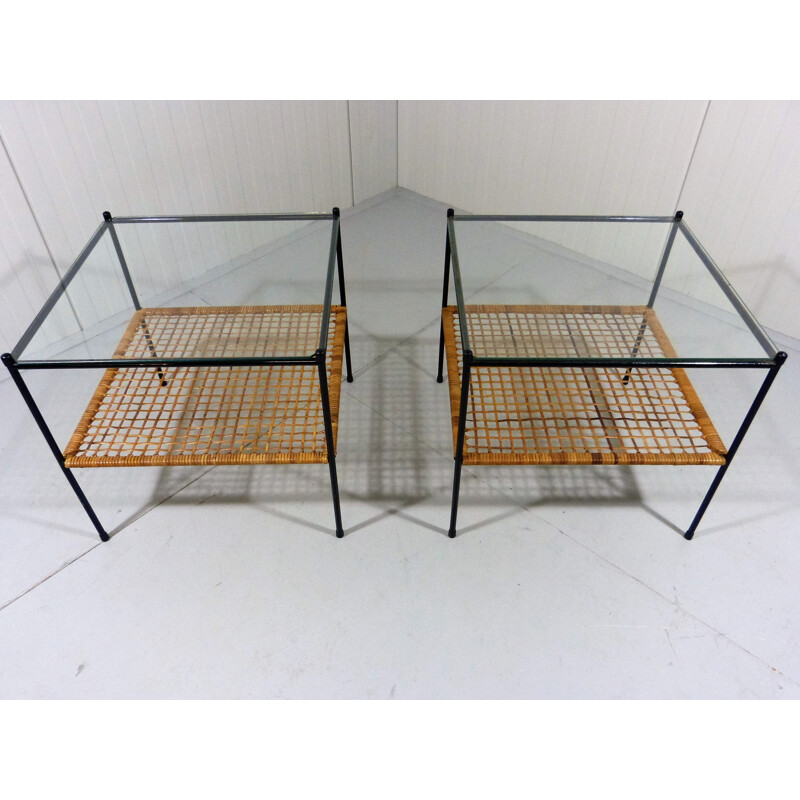 Set of 2 side tables in steel, Dirk VAN SLIEDRECHT - 1950s