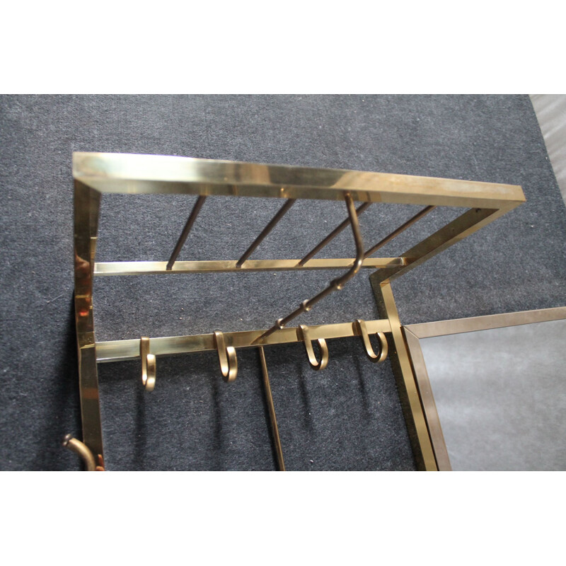 Vintage golden coat rack with mirror