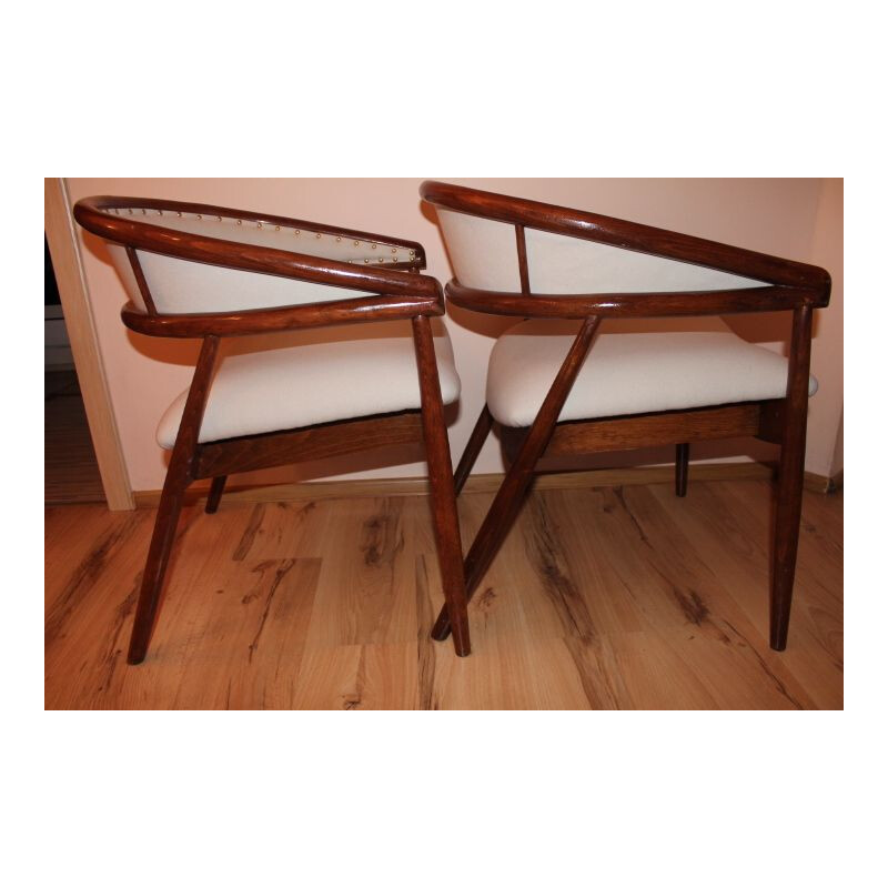 Pair of vintage B3300 chairs in beech and fabric