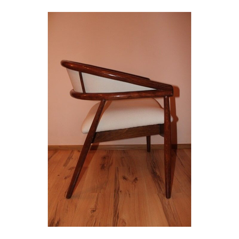 Pareja de sillas vintage de madera de haya y tela B3300