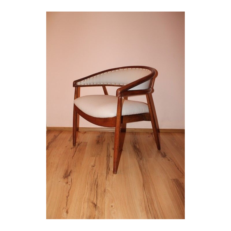 Pareja de sillas vintage de madera de haya y tela B3300