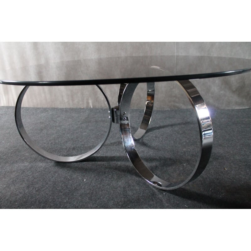 Italian vintage coffee table in chromed metal