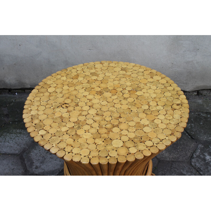 Italian vintage round table in rattan