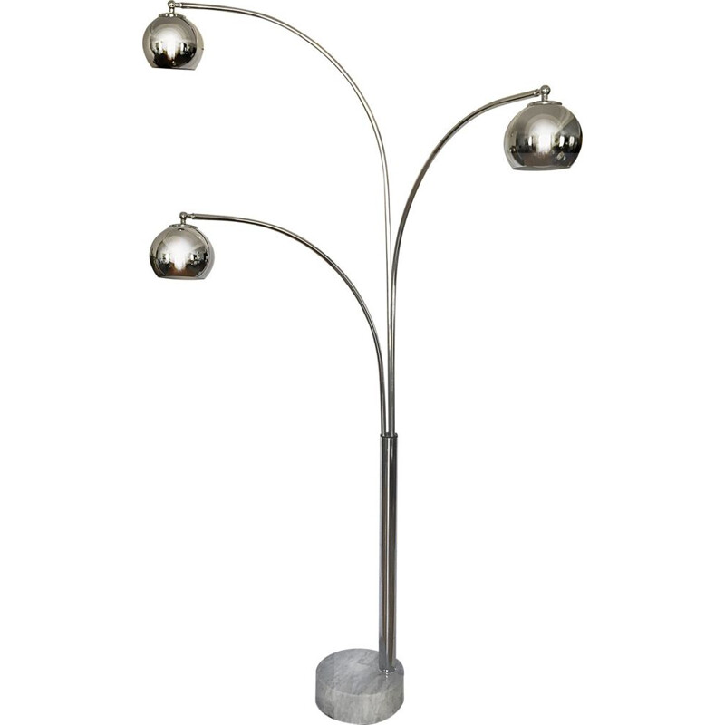 Marble and chromed metal floor lamp by Gioffredo Reggiani