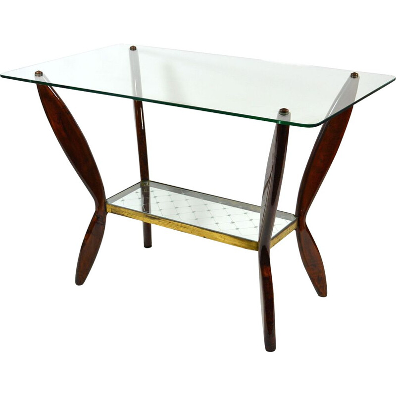 Table basse italienne en verre et bois