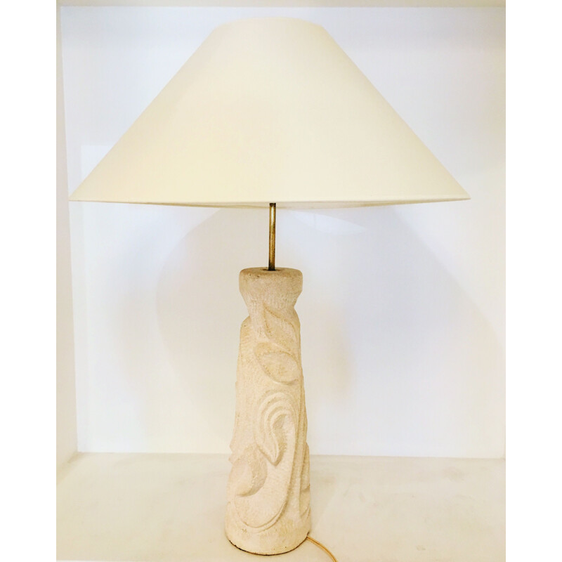 Vintage table lamp in carved stone, 1960