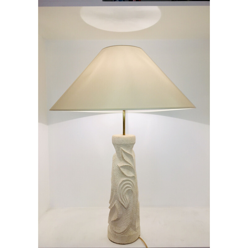 Vintage table lamp in carved stone, 1960