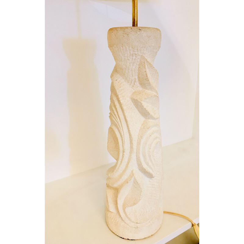 Vintage table lamp in carved stone, 1960
