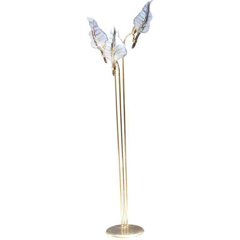 Vintage floor lamp in brass and Murano glass