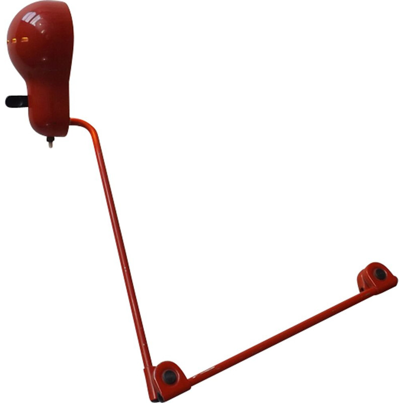 Lampe de bureau italienne en métal rouge