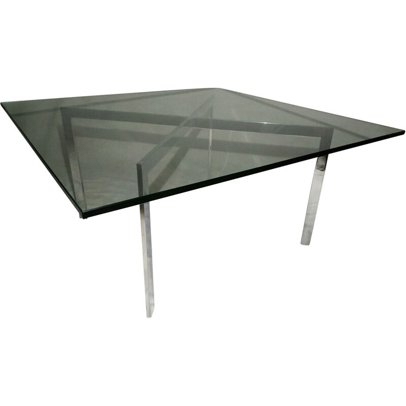 Vintage glass and steel coffee table