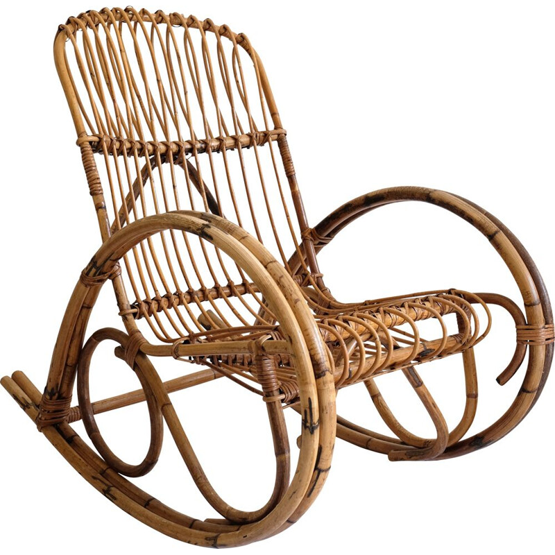 Vintage rocking chair in rattan