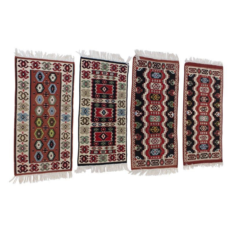 Set di 4 tappeti vintage in lana Kilim, Cecoslovacchia 1960
