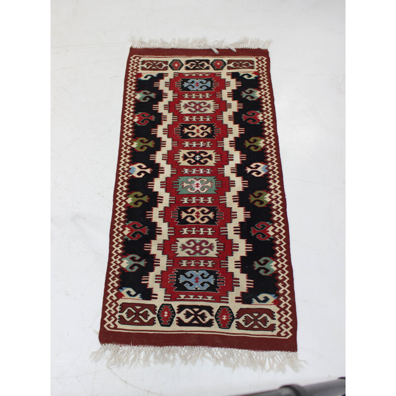 Juego de 4 alfombras de lana Kilim vintage, Checoslovaquia 1960