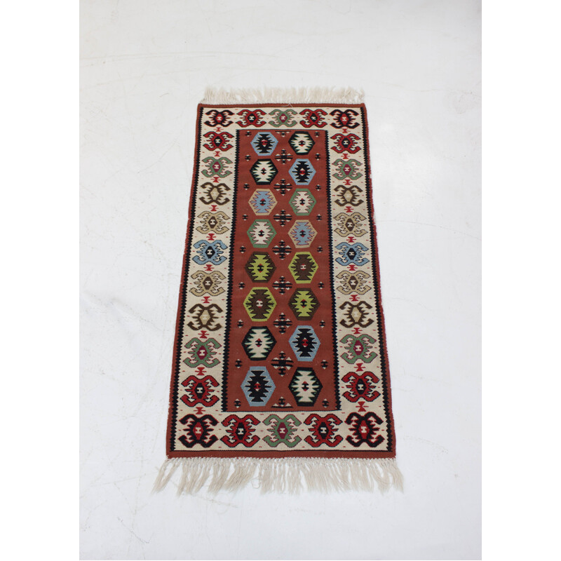 Juego de 4 alfombras de lana Kilim vintage, Checoslovaquia 1960