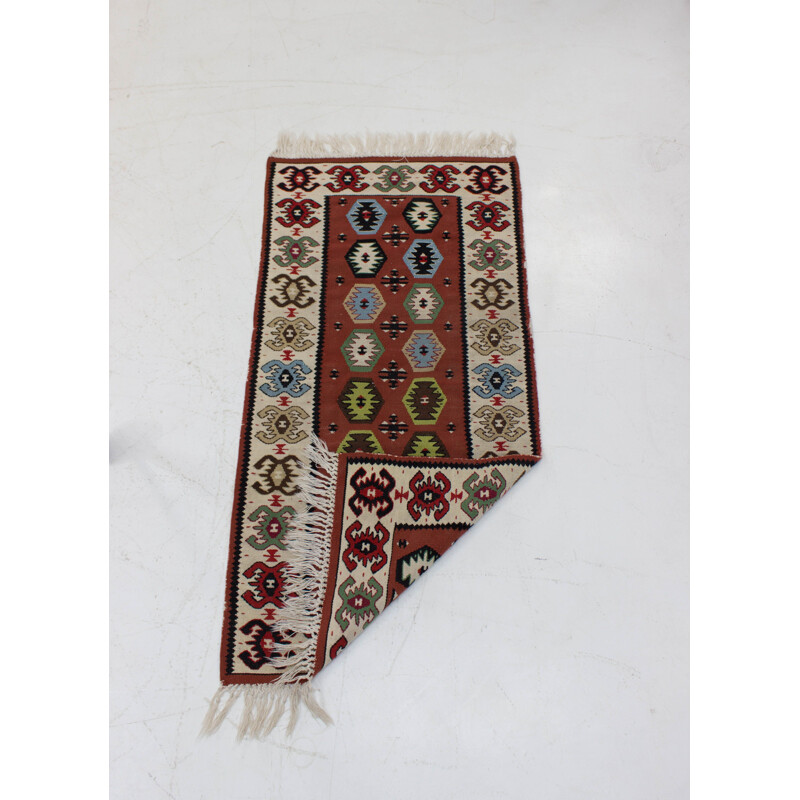 Juego de 4 alfombras de lana Kilim vintage, Checoslovaquia 1960