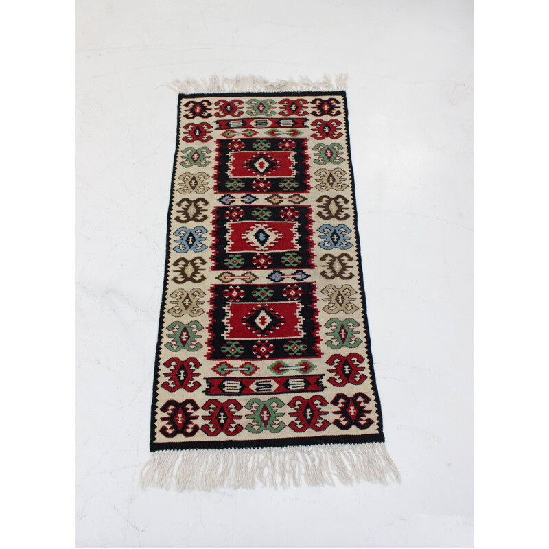 Juego de 4 alfombras de lana Kilim vintage, Checoslovaquia 1960