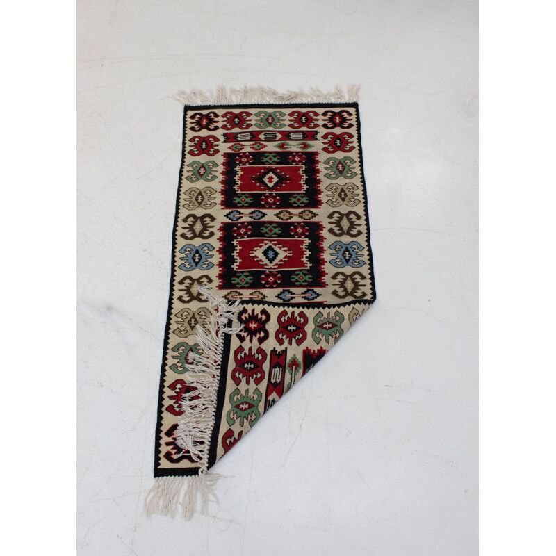 Juego de 4 alfombras de lana Kilim vintage, Checoslovaquia 1960