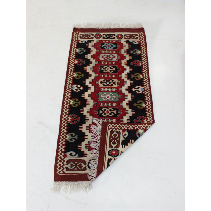 Set van 4 vintage kelim wollen tapijten, Tsjechoslowakije 1960