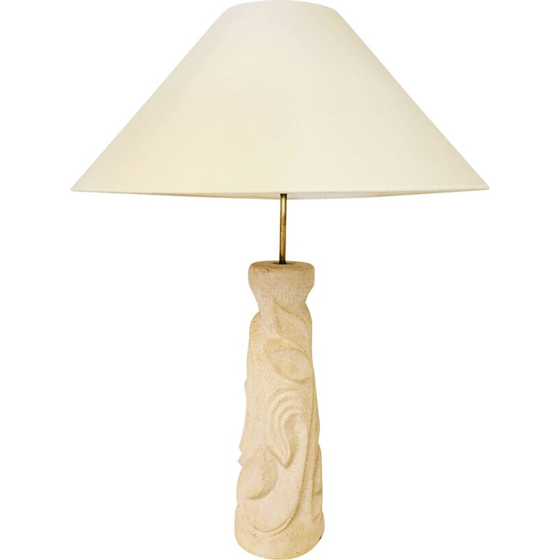 Vintage table lamp in carved stone, 1960