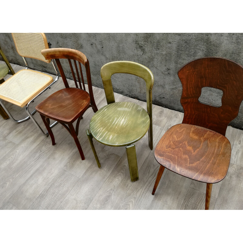 Set of 6 mismatched vintage chairs 1960s