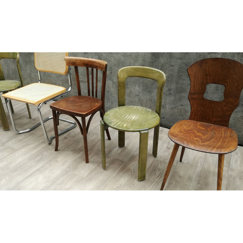 Set of 6 mismatched vintage chairs 1960s