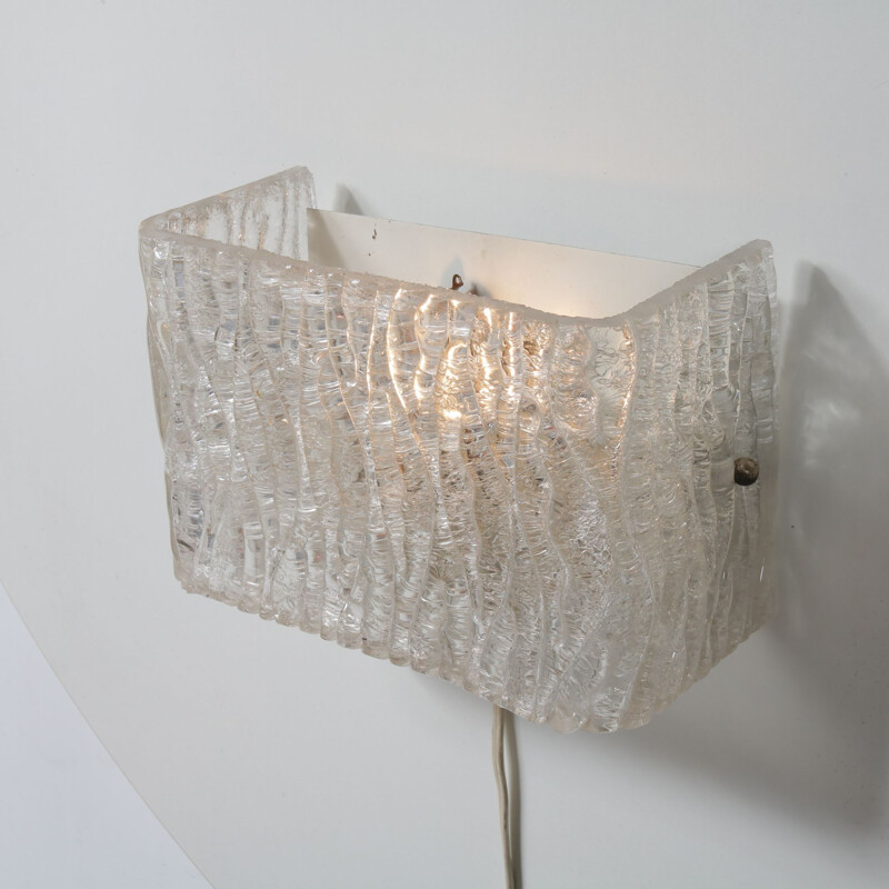 Vintage wall lamp in glass by Herda, the Netherlands 1960s 