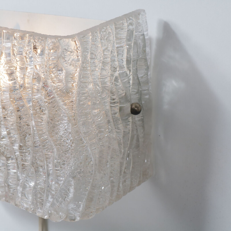 Vintage wall lamp in glass by Herda, the Netherlands 1960s 