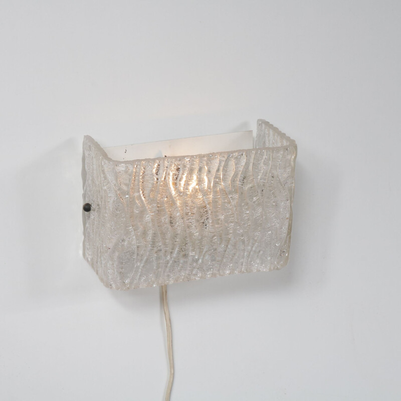 Vintage wall lamp in glass by Herda, the Netherlands 1960s 