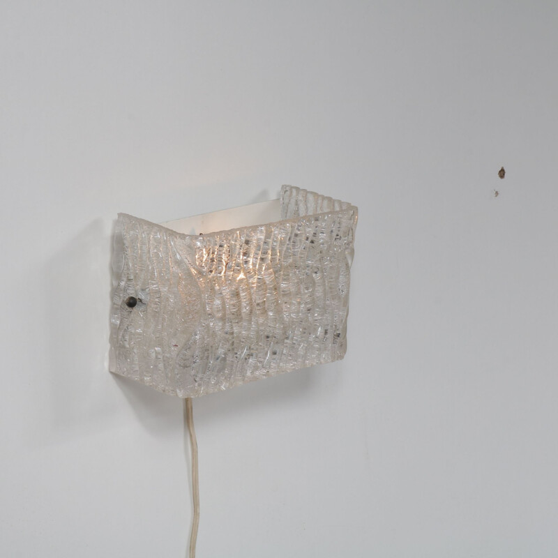 Vintage wall lamp in glass by Herda, the Netherlands 1960s 