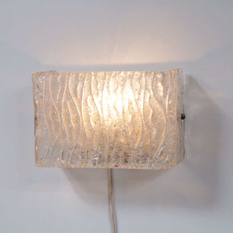 Vintage wall lamp in glass by Herda, the Netherlands 1960s 
