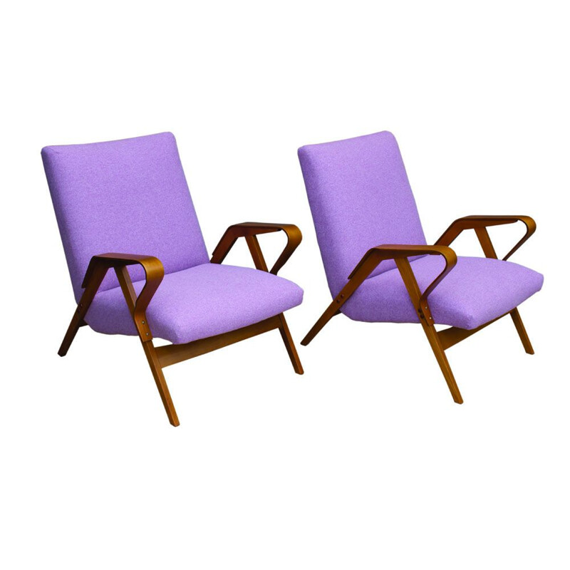 Pair of vintage beechwood armchairs by František Jirák for Tatra, 1960